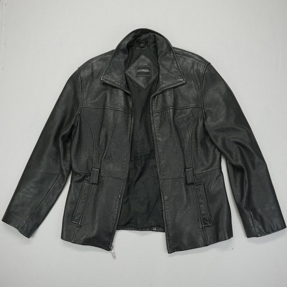 Outbrook Leather Jacket Size Large Black Full Zip
